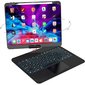 Touch iPad Keyboard Case for iPad 10th Generation Case with Keyboard 10.9" 2022,360°Rotatable & 2Ways*180° Foldable 7*Colors Backlit Detachable Keyboard with Multi-Touch Pad Pencil Slot
