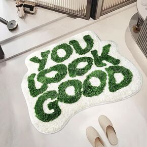 You Look Good Bathroom Rugs, Funny Bath Mat with Cute Words, Cool Welcome Door Mat, Non Slip Microfiber Washable Absorbent Shower Mat, Indoor Rugs for Bathroom Bedroom Kitchen Living Room Decor