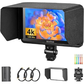 Godox GM6s Touch Screen DSLR Camera Field Monitor 5.5 inch IPS 4K 1920x1080 IPS Screen Touch Control HDMI 3D LUT 1200 nits 160°Wide View Angle Type-C/DC/Battery Powered Anti-Reflective Screen