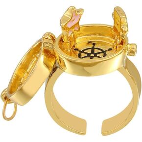 tenghong2021 BFF Gold Spinner Anime Matching Rings Anime Aesthetic Opening Adjustable Ring for Teens Couple Women BFF Jewelry Gifts