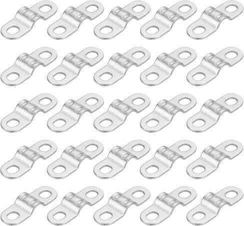 uxcell 16Pcs Rigid Pipe Strap Fit M5 (1/5") Tube OD, 2 Holes Carbon Steel Tension Tube Clamp, Metal Wire Clip for Pipe or Cable Fixing, Silver in Saudi Arabia