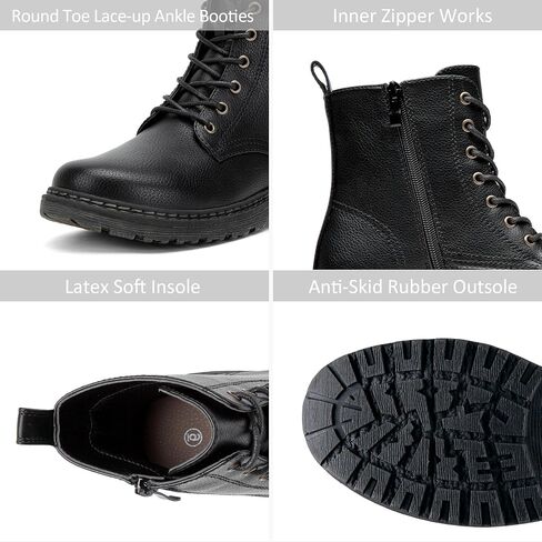 Women's Combat Boots Lace Up Ankle Booties with Side Zipper | Short, flat, comfortable, fashion casual dress style, low heel, motorcycle, work, everyday wear in Saudi Arabia
