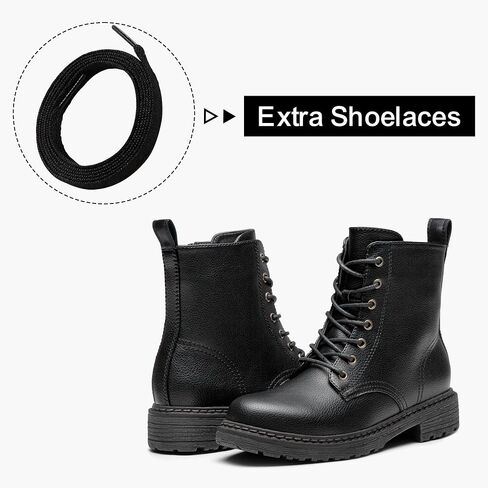 Women's Combat Boots Lace Up Ankle Booties with Side Zipper | Short, flat, comfortable, fashion casual dress style, low heel, motorcycle, work, everyday wear in Saudi Arabia