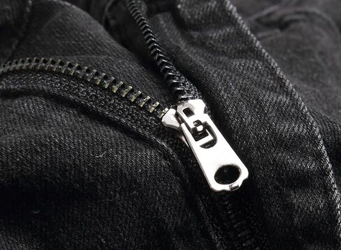 Men's Ripped Straight Leg Jeans, Black, Slim Fit, Regular Length, Distressed Design in Saudi Arabia
