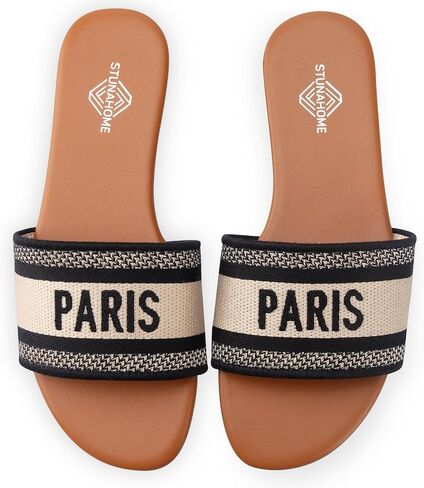 STUNAHOME Womens Flat Sandals Braided Fashion Open Toe Woven Slip On Slides Casual Beach Sandals Slippers for Summer in Saudi Arabia