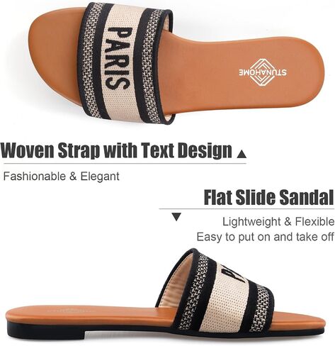 STUNAHOME Womens Flat Sandals Braided Fashion Open Toe Woven Slip On Slides Casual Beach Sandals Slippers for Summer in Saudi Arabia