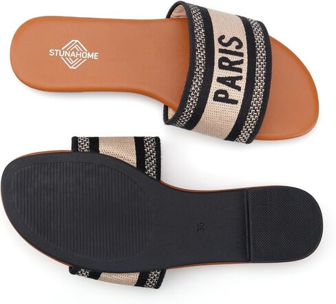 STUNAHOME Womens Flat Sandals Braided Fashion Open Toe Woven Slip On Slides Casual Beach Sandals Slippers for Summer in Saudi Arabia