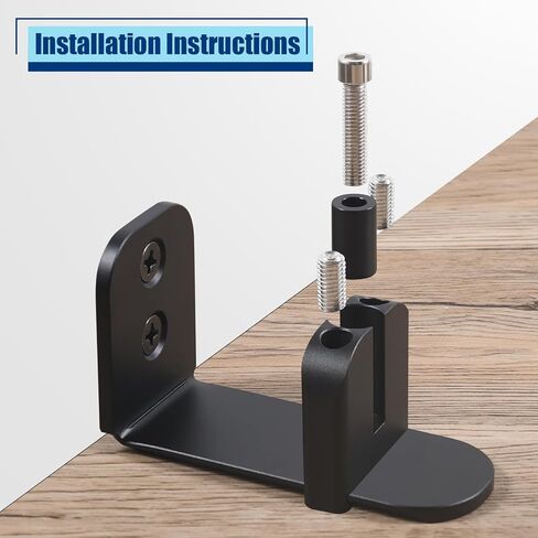 Adjustable Barn Door Floor Guide, Slide-Less Flush Design Sliding Barn Door Hardware, Aluminum Sliding Door Track Hardware for Bottom Roller, No Hygienic Corners, Toe-Friendly (Black) in Saudi Arabia