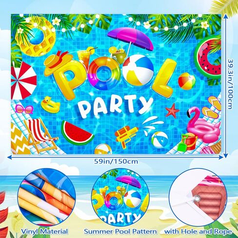 Winrayk ديكورات حفلات حمام السباحة، لوازم أعياد الميلاد الصيفية والشاطئ للأطفال، وقوس بالون بخلفية مفرش المائدة، بالون من رقائق الفويل، هاواي لوا الاستوائية في سن المراهقة للبالغين على الشاطئ وحمام السباحة وديكورات حفلات أعياد الميلاد in Kuwait