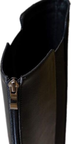 TinaCus Women's Handmade Genuine Leather Round Toe Comfortable Low Chunky Heel Back Zip Up Knee High Riding Boots in Saudi Arabia