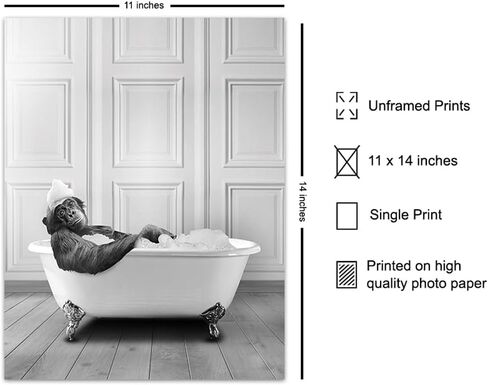 Funny Bathroom Decor for Men, Women - Cute Modern Bathroom Accessories - Bathroom Pictures - Bath Wall Decor - Monkey Chimp Wall Art - Cool Unique Bathroom Sign - Powder Room - Guest Bathroom Poster in Saudi Arabia