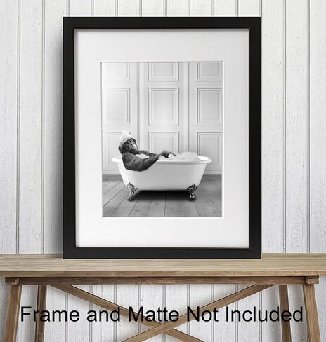 Funny Bathroom Decor for Men, Women - Cute Modern Bathroom Accessories - Bathroom Pictures - Bath Wall Decor - Monkey Chimp Wall Art - Cool Unique Bathroom Sign - Powder Room - Guest Bathroom Poster in Saudi Arabia