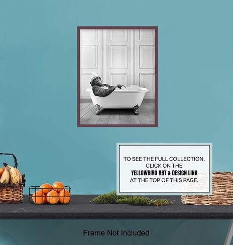 Funny Bathroom Decor for Men, Women - Cute Modern Bathroom Accessories - Bathroom Pictures - Bath Wall Decor - Monkey Chimp Wall Art - Cool Unique Bathroom Sign - Powder Room - Guest Bathroom Poster in Saudi Arabia