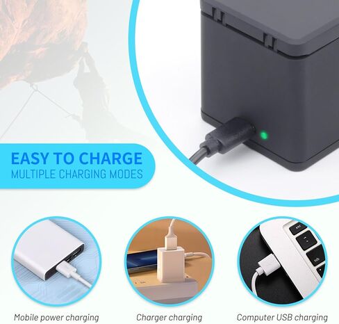 3-Pack Hero 12/11/10/9 Battery 2000mAh with 3-Channel USB-C Charger Power Fast Portable Accessory Fully Compatible with GoPro Hero 12, Hero 11, Hero 10, Hero 9 Black Sport Action Camera (AHDBT-901) in Saudi Arabia