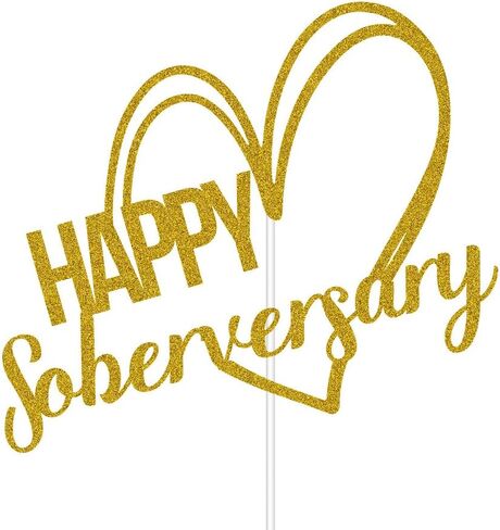 غلاف كعكة ذهبي لامع Happy Soberversary، Sober AF، لوازم حفلات الذكرى السنوية السعيدة لرصانة، مدمنو الكحول المجهولون، ديكور استعادة الرصانة in Kuwait