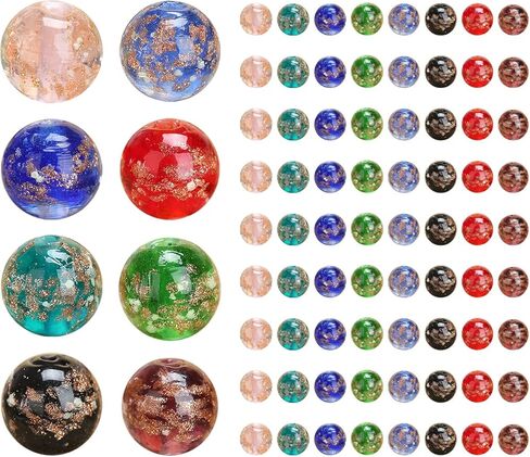 CDIYTOOL 80 قطعة خرز زجاجي مضيء 8 مم، خرز دائري مضيء متعدد الألوان مصنوع يدويًا، خرز زجاجي متنوع يتوهج في الظلام، خرز زجاجي مستدير فضفاض، خرز كروي فاصل كبير (مضيء) in Kuwait