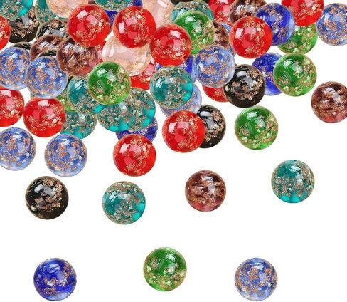 CDIYTOOL 80 قطعة خرز زجاجي مضيء 8 مم، خرز دائري مضيء متعدد الألوان مصنوع يدويًا، خرز زجاجي متنوع يتوهج في الظلام، خرز زجاجي مستدير فضفاض، خرز كروي فاصل كبير (مضيء) in Kuwait