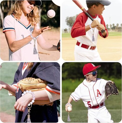 Baseball Silicone Beads for Keychain Making, 15mm Sport Silicone Beads Bulk with Tassel for Key Chain (Baseball) in Kuwait