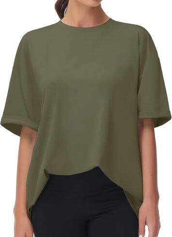 THE GYM PEOPLE Women's Casual Oversized T-Shirts Summer Crewneck Short Sleeve Workout Basic Tee Tops in Saudi Arabia