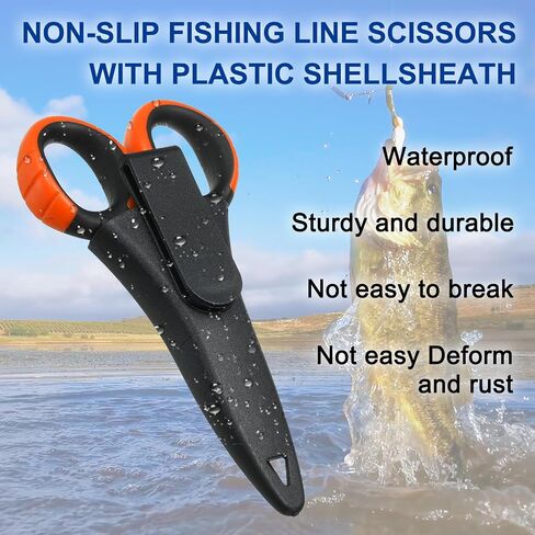 PATIKIL Fishing Scissors, 2 Pack Non-Slip Serrated Edge Scissor Braided Line Cutter Braid Scissors Fishing Snips with Plastic Shell Sheath for Fishing Trimming, Blue, Black in Saudi Arabia