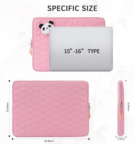 Puffy Laptop Sleeve for Women, Cute Panda Laptop Carrying Case Compatible with 15.6 HP, Dell, Lenovo, Acer, Asus in Saudi Arabia