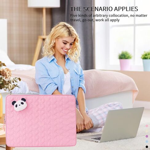 Puffy Laptop Sleeve for Women, Cute Panda Laptop Carrying Case Compatible with 15.6 HP, Dell, Lenovo, Acer, Asus in Saudi Arabia