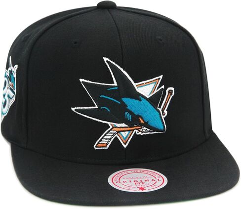 قبعة Mitchell & Ness San Jose Sharks NHL Top Spot Snapback - أسود in Saudi Arabia