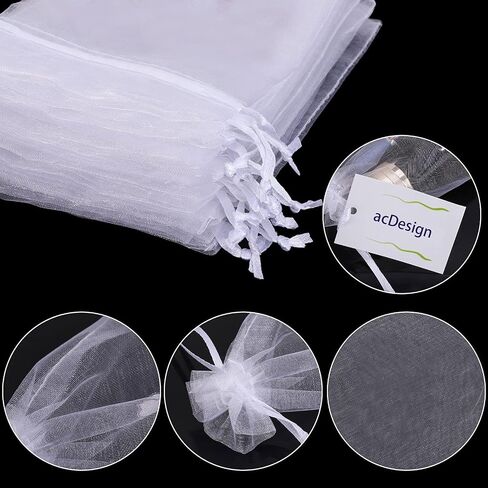 acDesign 200Pcs Organza Bags 4"x6" Jewelry Bags Drawstring White mesh gift bags for Candy Jewelry Makeup Pouches in Saudi Arabia