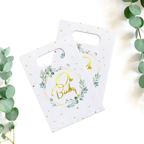 24 قطعة من أكياس هدايا ورقية للأطفال من الأوكالبتوس الأخضر، أكياس ورقية محايدة لحفلات استقبال المولود الجديد، أكياس ورق كرافت بيضاء، مقاس 5.5 * 2.5 * 8.5 بوصة in Kuwait