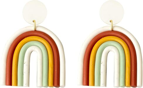 coadipress Heart Rainbow Chain Stud Earrings for Women Girls Cool Weird Lightweight Resin Acrylic Personality Dangle Drop Earrings Jewelry in Kuwait