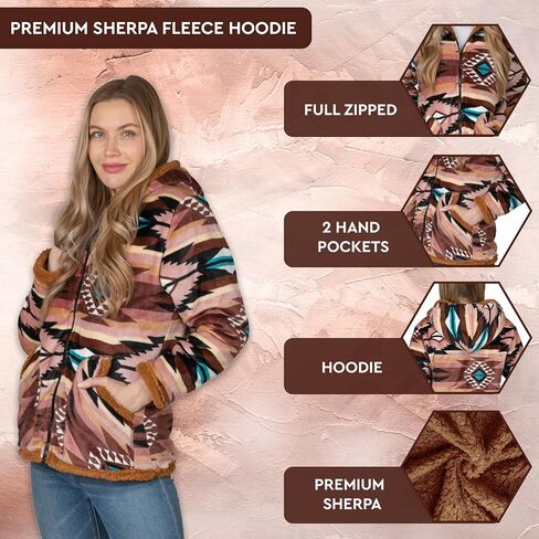 TrailCrest Ladies Smart Plush Sherpa Lined Hooded Sweater Jacket, Zip Up Classic in Kuwait