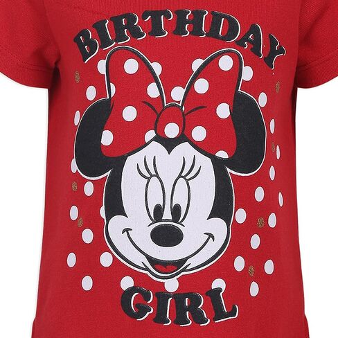 Disney Minnie Mouse and Mickey Mouse Girls’ Birthday Party T-Shirt for Toddler and Little Kids – Blue or Pink or Red in Kuwait