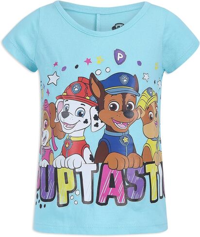 تي شيرت للفتيات بأكمام قصيرة من Paw Patrol Nickelodeon للأطفال الصغار والصغار - رمادي/وردي/أبيض/أزرق in Saudi Arabia