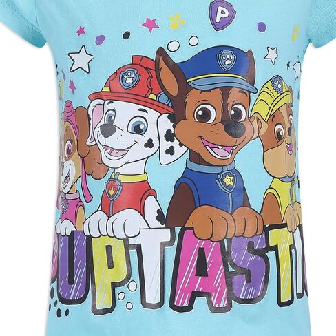 تي شيرت للفتيات بأكمام قصيرة من Paw Patrol Nickelodeon للأطفال الصغار والصغار - رمادي/وردي/أبيض/أزرق in Saudi Arabia