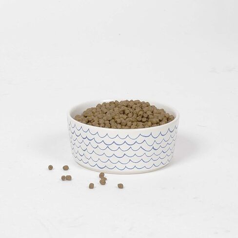 Waggo Sketched Wave Ceramic Dog Bowl Blue/White Durable Dog Food and Water Pet Dish (Medium) in Kuwait