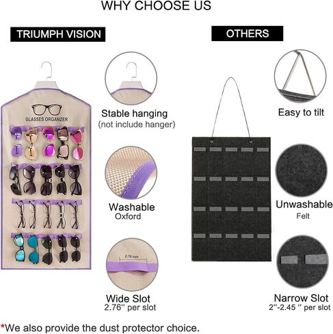 TRIUMPH VISION Hanging Sunglasses Organizers Eyeglasses Holder Stand, 30 Slots Eyeglass Case Eyewear Wall Organizer Multiple Eyeglasses Storage Sunglass Wall Mount Glasses Case Foldable Travel in Saudi Arabia