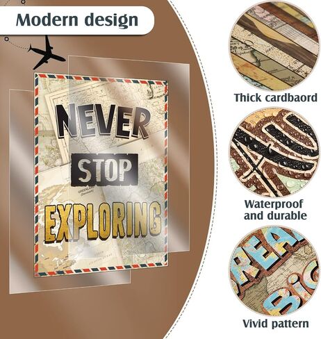12 Pieces Travel The Map Motivational Wall Decor Travel World Inspirational Bulletin Board Posters Positive Quote Wall Art for Kids Nursery Homeschool Kindergarten Classroom Decorations, 11 x 14 Inch in Saudi Arabia