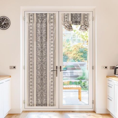 NICETOWN Boho Door Curtain for Window, Farmhouse Linen Door Shade for Living Room Bedroom Self Adhesive Door Blind for Sidelight Window, Rod Pocket Tie Up Shade, 26 x 72 Inch Long, 1 Panel, Angora in Saudi Arabia