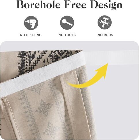 NICETOWN Boho Door Curtain for Window, Farmhouse Linen Door Shade for Living Room Bedroom Self Adhesive Door Blind for Sidelight Window, Rod Pocket Tie Up Shade, 26 x 72 Inch Long, 1 Panel, Angora in Saudi Arabia