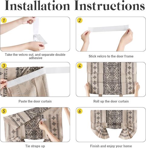 NICETOWN Boho Door Curtain for Window, Farmhouse Linen Door Shade for Living Room Bedroom Self Adhesive Door Blind for Sidelight Window, Rod Pocket Tie Up Shade, 26 x 72 Inch Long, 1 Panel, Angora in Saudi Arabia