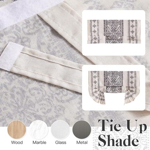 NICETOWN Boho Door Curtain for Window, Farmhouse Linen Door Shade for Living Room Bedroom Self Adhesive Door Blind for Sidelight Window, Rod Pocket Tie Up Shade, 26 x 72 Inch Long, 1 Panel, Angora in Saudi Arabia