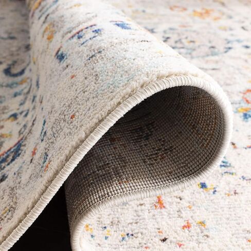 سجادة منطقة مجموعة SAFAVIEH Madison - 25.4 سم × 35.56 سم، كريمي وأزرق، تصميم ميدالية بوهو المتعثرة، لا يتساقط ويسهل العناية بها، مثالية للمناطق ذات الحركة العالية في غرفة المعيشة وغرفة النوم (MAD474B) in Kuwait