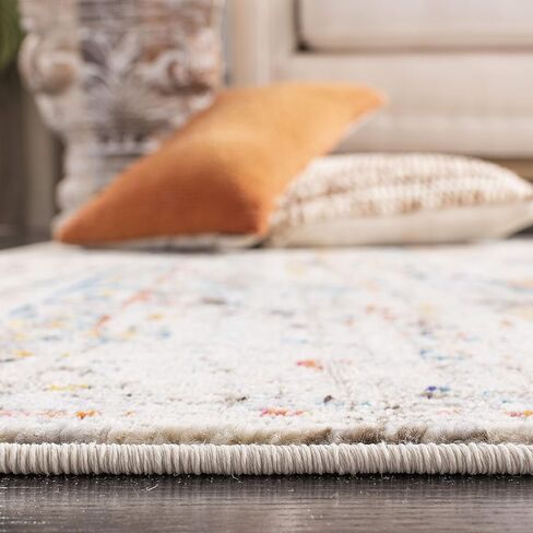 سجادة منطقة مجموعة SAFAVIEH Madison - 25.4 سم × 35.56 سم، كريمي وأزرق، تصميم ميدالية بوهو المتعثرة، لا يتساقط ويسهل العناية بها، مثالية للمناطق ذات الحركة العالية في غرفة المعيشة وغرفة النوم (MAD474B) in Kuwait