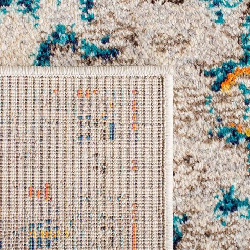 سجادة منطقة مجموعة SAFAVIEH Madison - 25.4 سم × 35.56 سم، كريمي وأزرق، تصميم ميدالية بوهو المتعثرة، لا يتساقط ويسهل العناية بها، مثالية للمناطق ذات الحركة العالية في غرفة المعيشة وغرفة النوم (MAD474B) in Kuwait