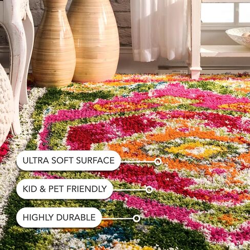سجادة منطقة NuLOOM Destiny Medallion Shag، 5' 3" x 7' 6"، متعددة الألوان in Saudi Arabia