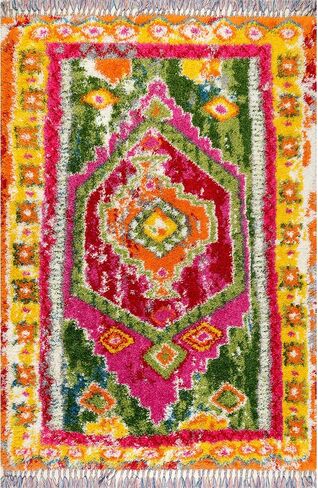 سجادة منطقة NuLOOM Destiny Medallion Shag، 5' 3" x 7' 6"، متعددة الألوان in Saudi Arabia