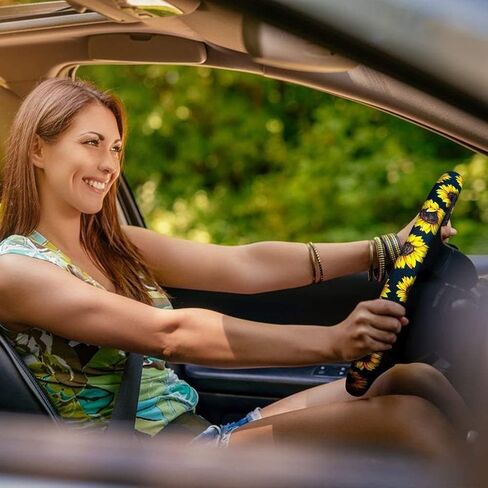 PZZ BEACH عباد الشمس غطاء عجلة القيادة النيوبرين غطاء عجلة قيادة السيارة المضادة للانزلاق وامتصاص العرق لطيف السيارات غطاء التفاف السيارة للنساء الفتيات in Kuwait