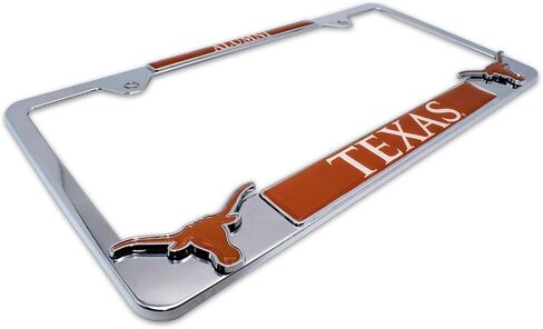 إطار لوحة ترخيص UT Longhorns Alumni معدني بالكامل مع شعارات Texas Longhorns ثلاثية الأبعاد - الجيل الثاني (تكساس) in Saudi Arabia