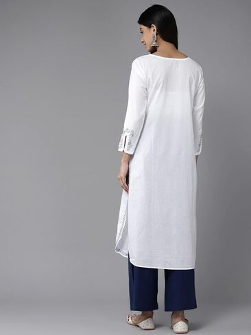 Ada Indian Traditional Hand Embroidered Chikankari Women's Cotton Kurta Kurti Tunic Dress A411443 in Saudi Arabia