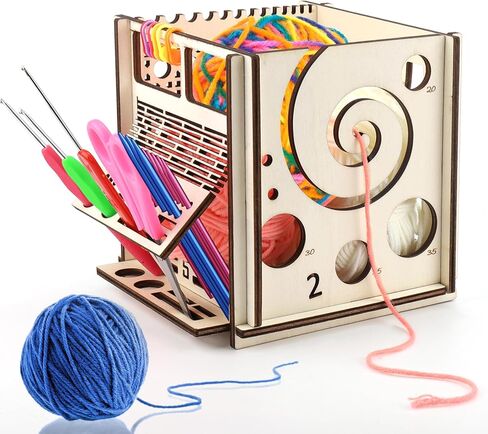 وعاء غزل خشبي الكل في واحد من Palksky، أوعية غزل الحياكة للكروشيه، حامل غزل كبير جدًا، أداة حياكة متعددة الوظائف، هدايا كروشيه in Kuwait